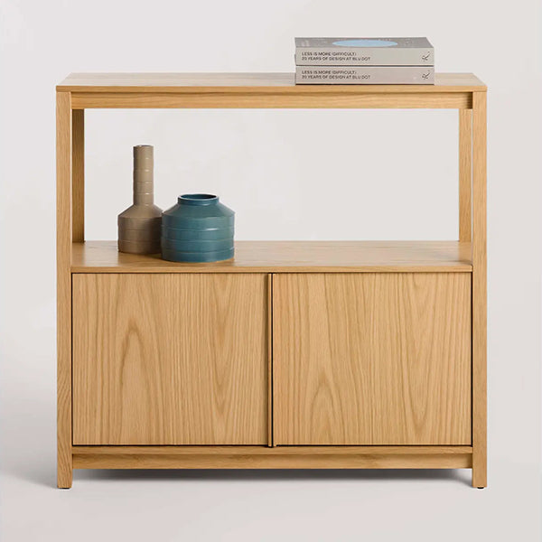 Open Plan Small Low Bookcase With Storage