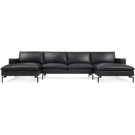 New Standard U Shaped Leather Sectional Sofa